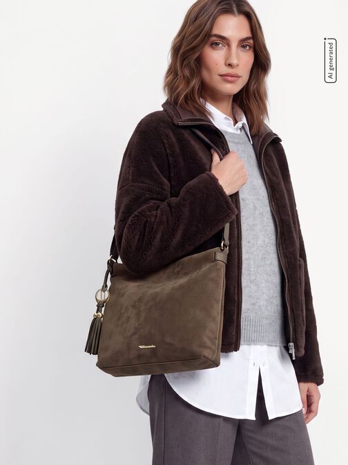Satchel, taupe, hi-res