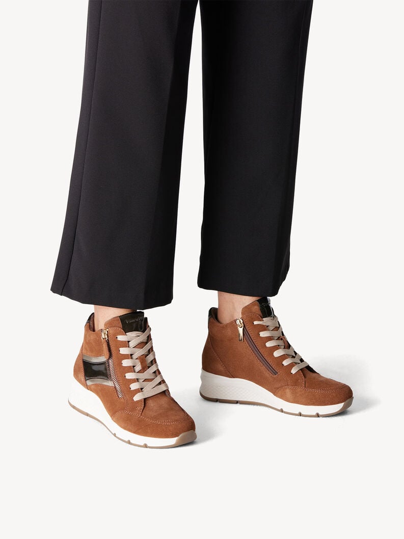 Leren Sneaker - bruin, COGNAC COMB, hi-res