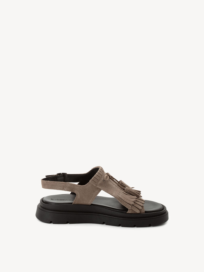 Ledersandalette - beige, TAUPE, hi-res