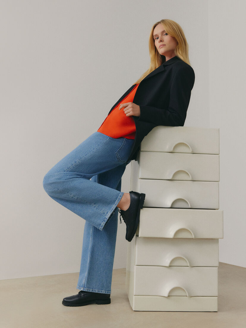 Leren Lage schoen - zwart, BLACK LEATHER, hi-res