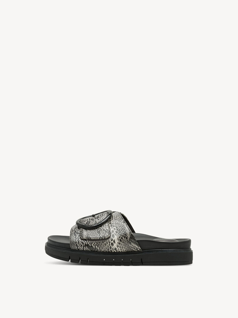 Leren Slipper - zwart, BLACK SNAKE, hi-res