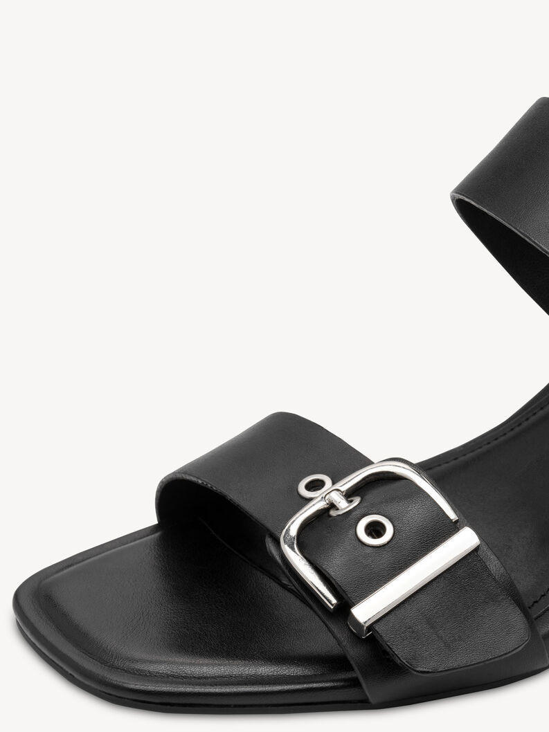 Leather Heeled sandal - black, BLACK, hi-res