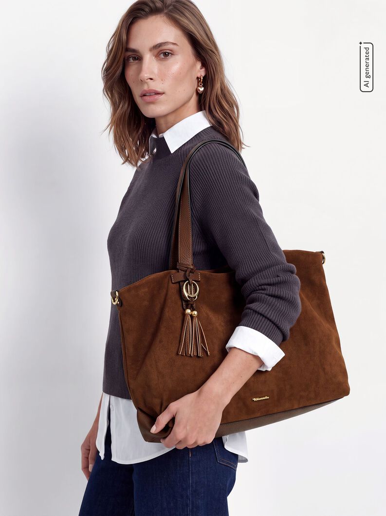 Sac cabas, cognac, hi-res