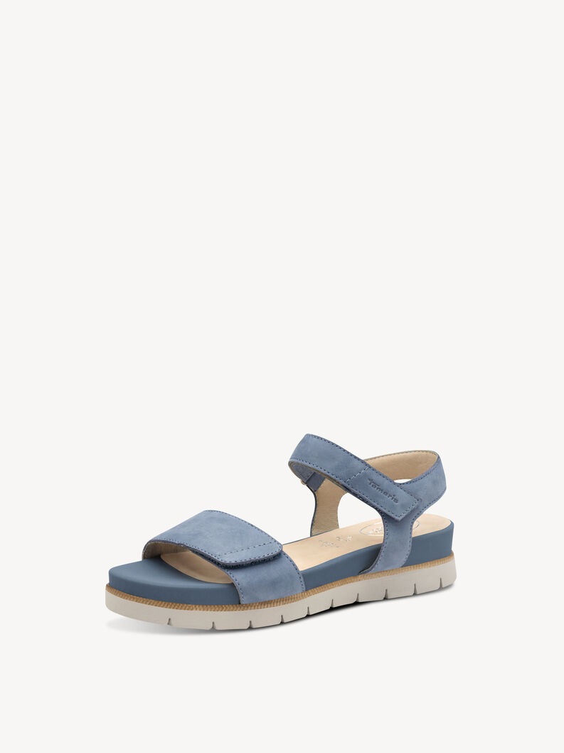 Ledersandalette - blau, DENIM NUBUC, hi-res