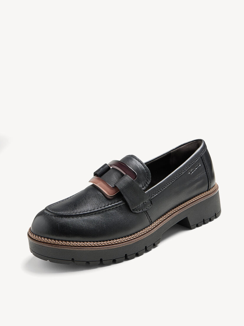 Leren Instappers - zwart, BLACK LEATHER, hi-res