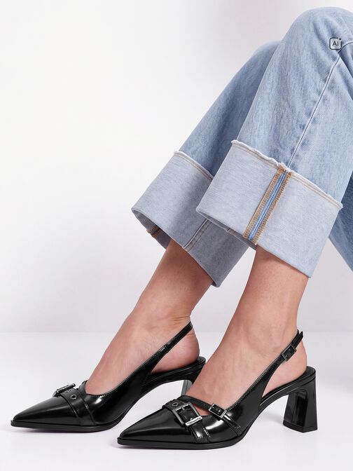 sling pumps, BLACK, hi-res
