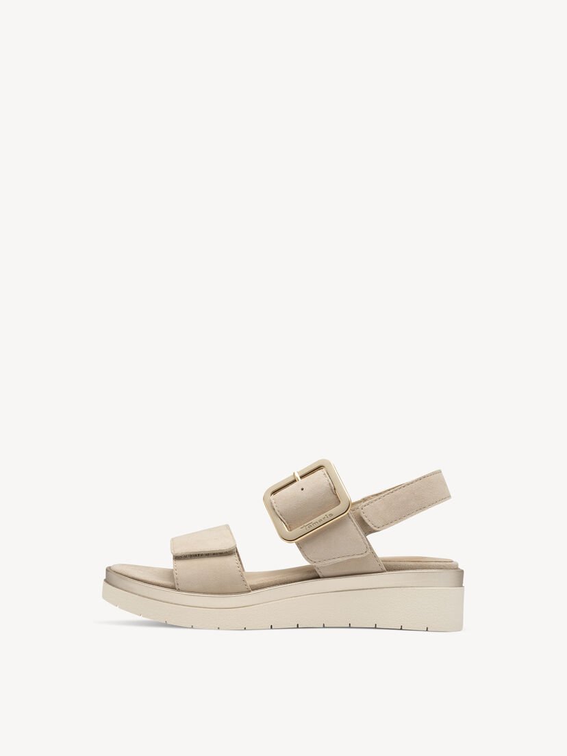 Leren Sandaaltje - bruin, BEIGE SUEDE, hi-res
