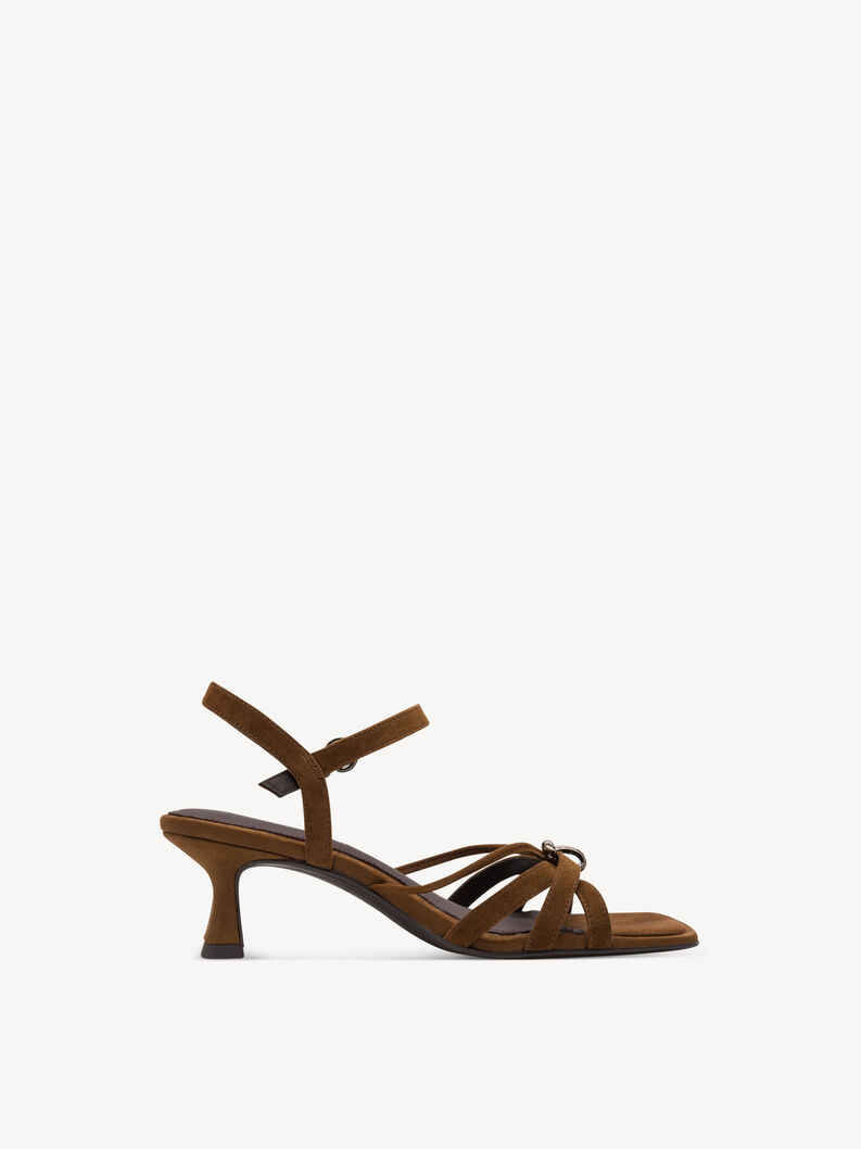 Leather Heeled sandal - brown, COGNAC, hi-res