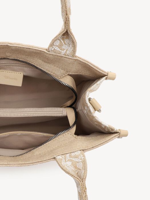 Shopper, ecru-flower, hi-res