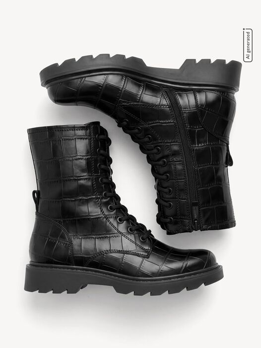 Enkellaarsje, BLACK CROCO, hi-res