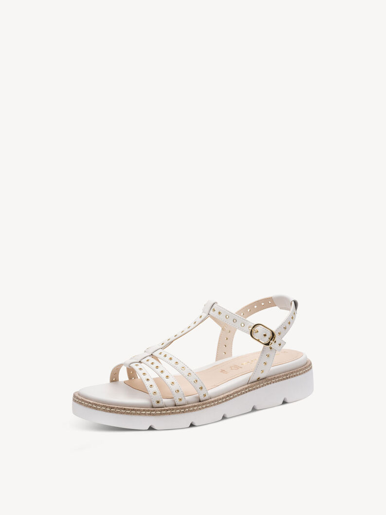 Sandale &agrave; talon en cuir - blanc, WHITE LEATHER, hi-res