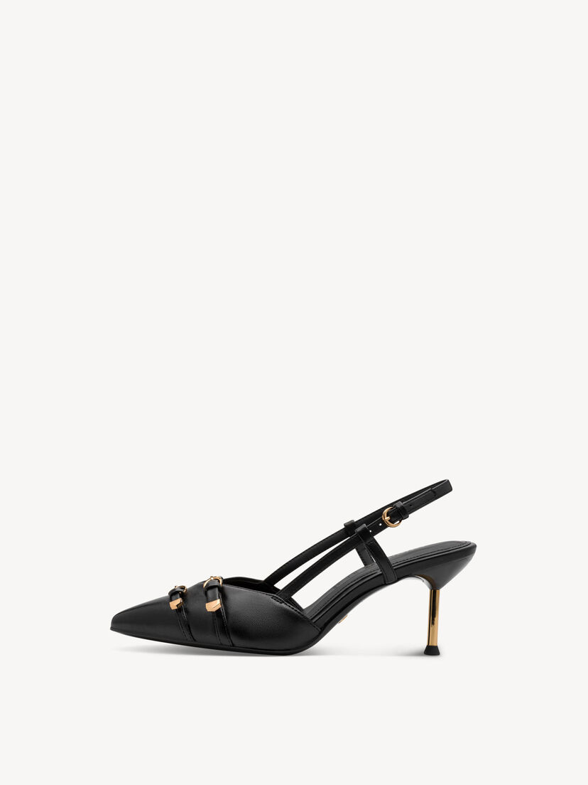 Slingpumps, BLACK LEATHER, hi-res