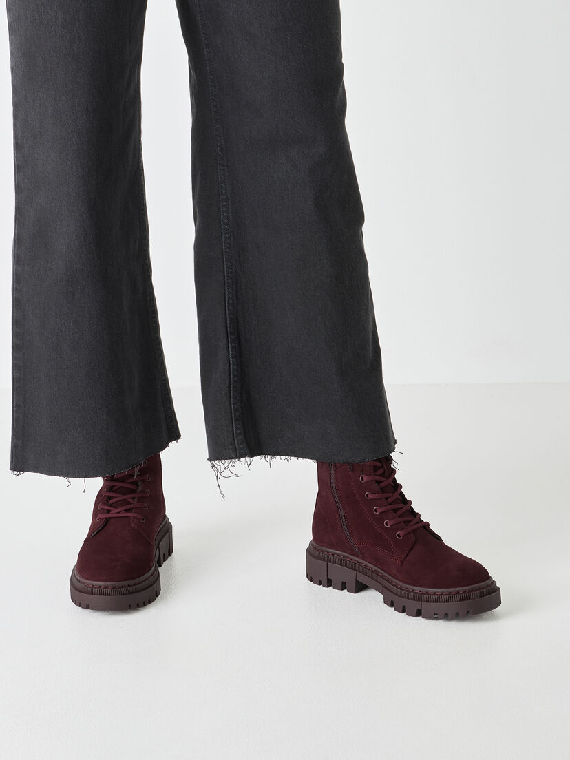 Leren Enkellaarsje - rood, MERLOT, hi-res