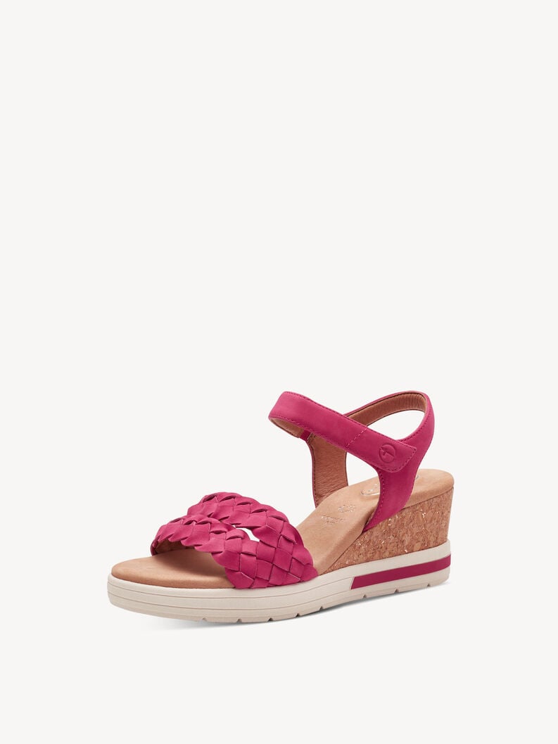 Kožené sandálky - křiklavě růžová, FUXIA NUBUC, hi-res