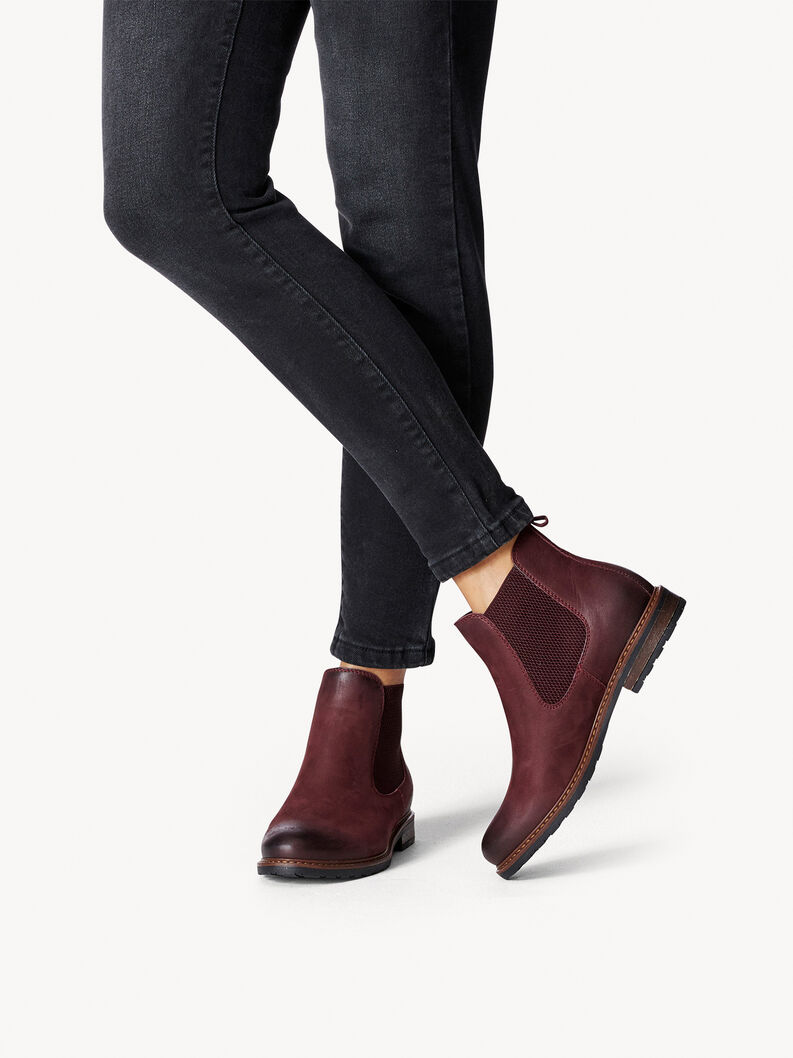 Leather Chelsea boot - red, RED NUBUC, hi-res