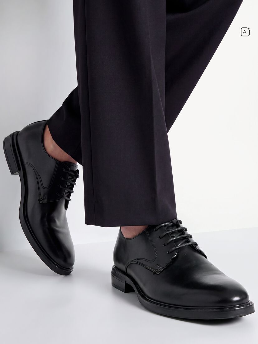 Leren Lage schoen - zwart, BLACK, hi-res