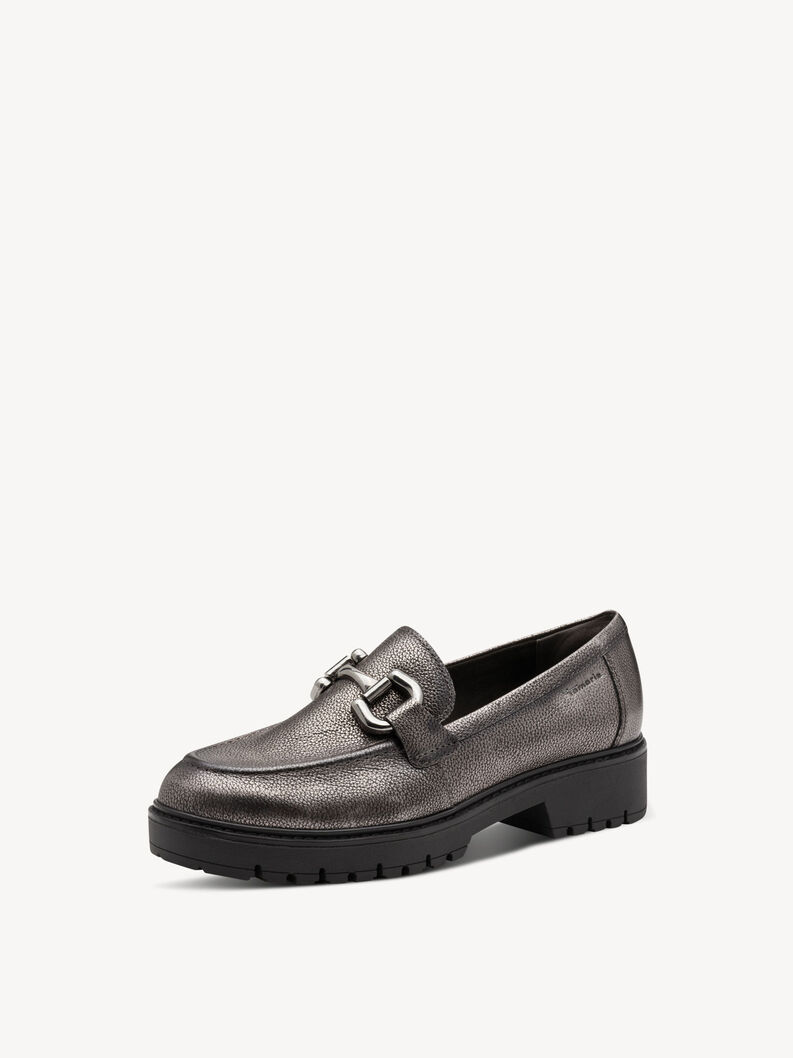 Leather Slipper - metallic, PEWTER, hi-res