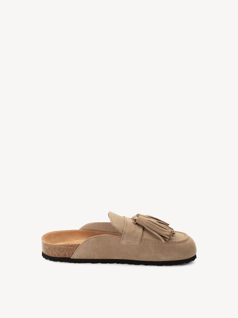 Lederpantolette - beige, TAUPE, hi-res