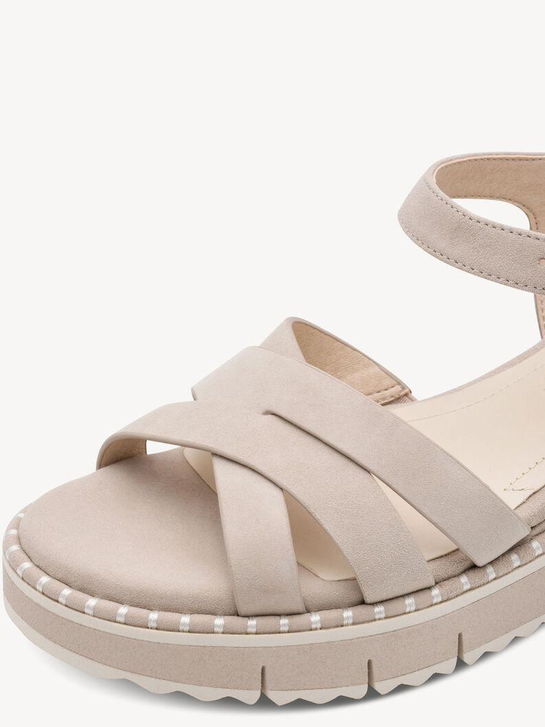 Sandale &agrave; talon en cuir - gris, GREY, hi-res