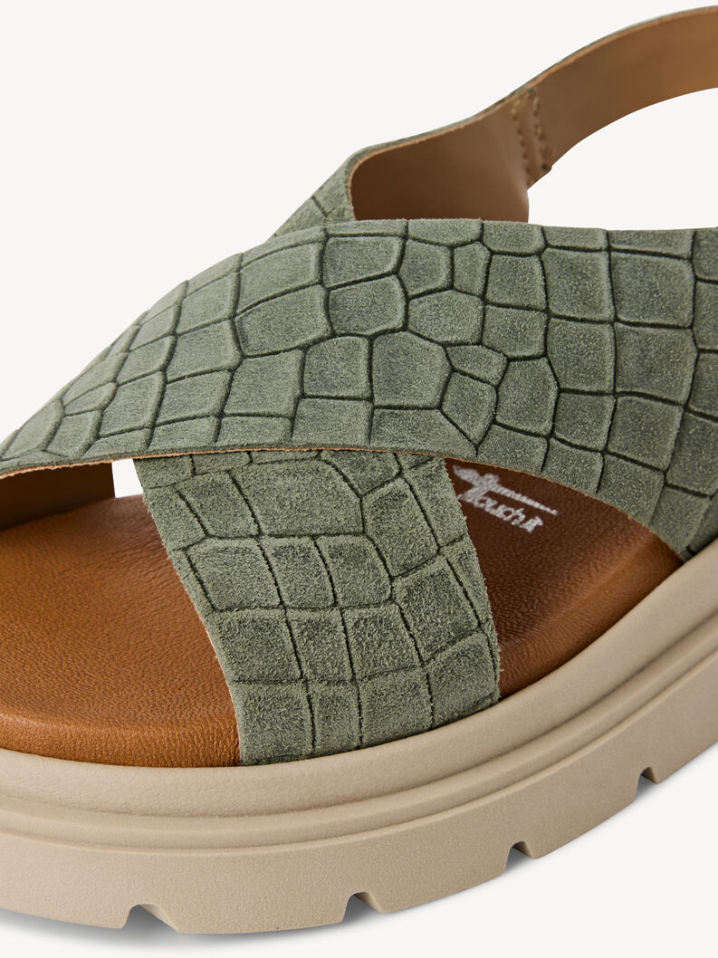 Leather Heeled sandal - green, SAGE STRUCTURE, hi-res