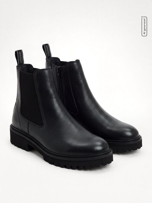 Chelsea boot, BLACK LEATHER, hi-res