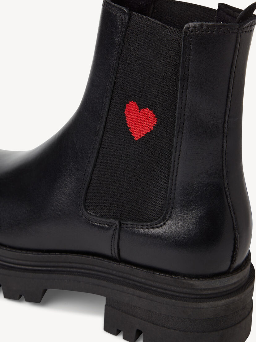 Leren Chelseaboot - zwart, BLACK/RED, hi-res