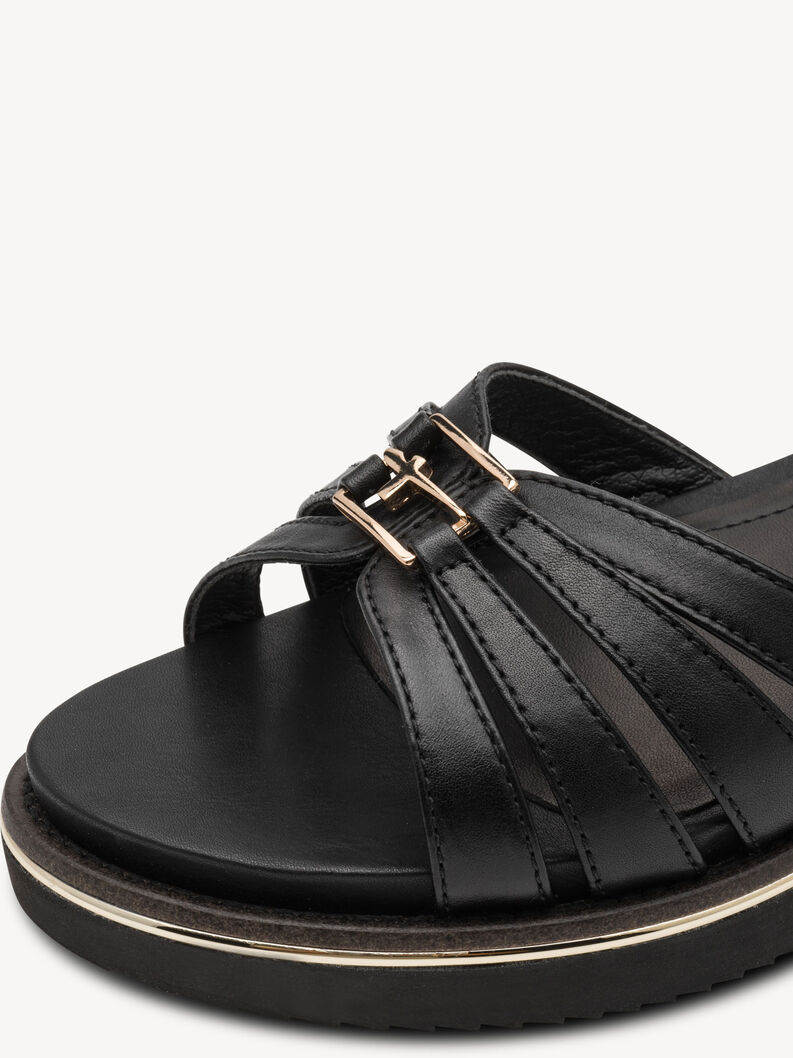 Ledersandalette - schwarz, BLACK, hi-res