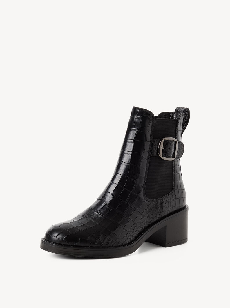 Bottine Chelsea en cuir - noir, BLACK CROCO, hi-res