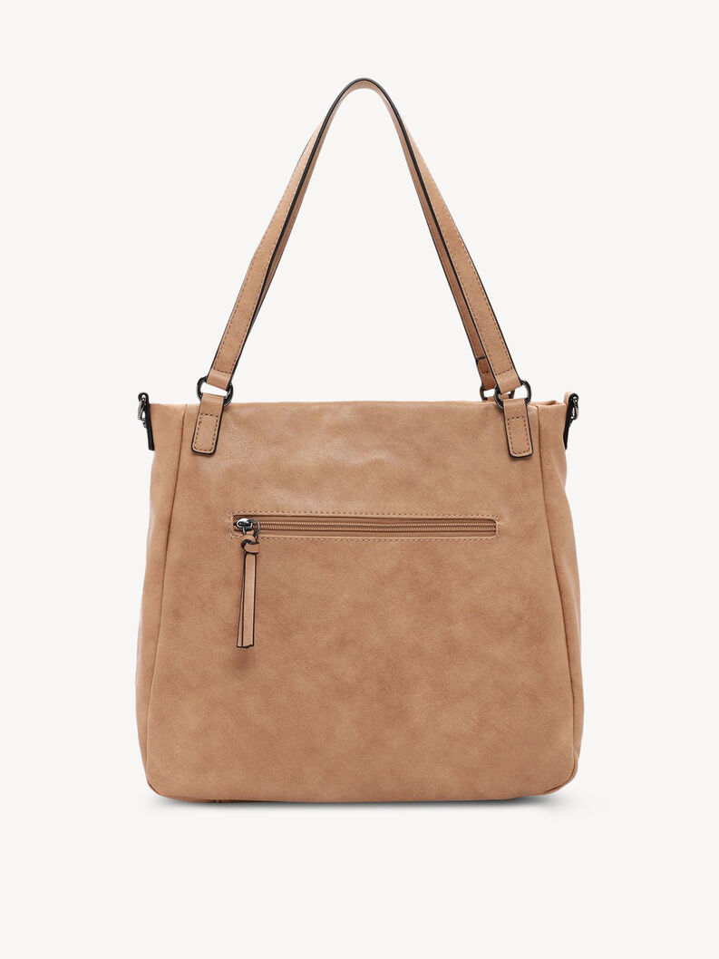 sac &agrave; bandouli&egrave;re beige femme avec poche arri&egrave;re zipp&eacute;e lisse et doubles anses