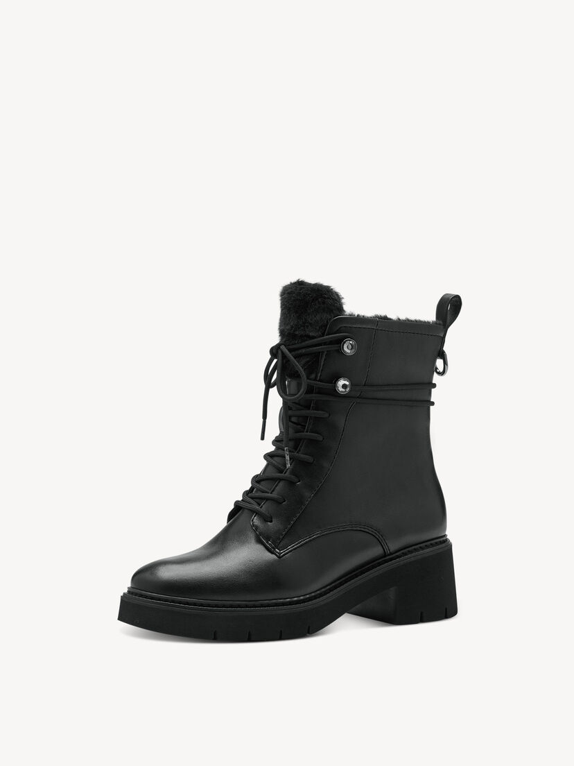 Enkellaarsje - zwart warme voering, BLACK, hi-res