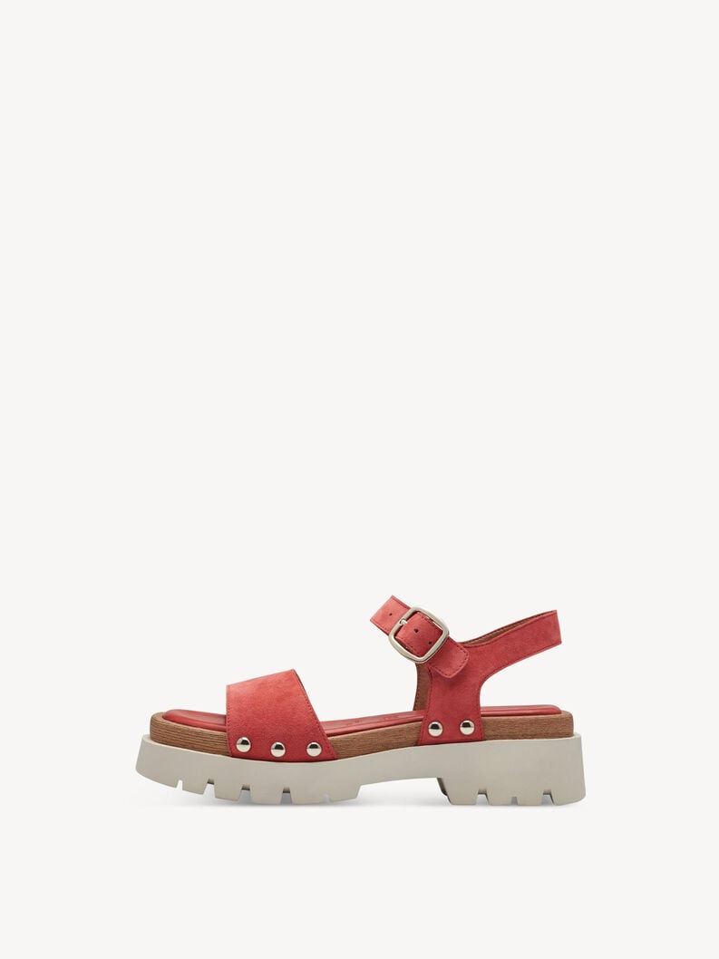 Kožené sandálky - červená, RED, hi-res