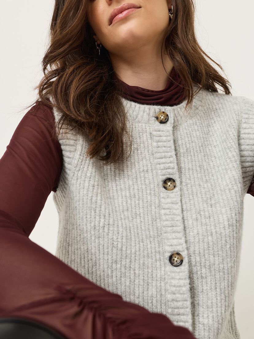 Gebreide spencer, Light Grey Melange, hi-res