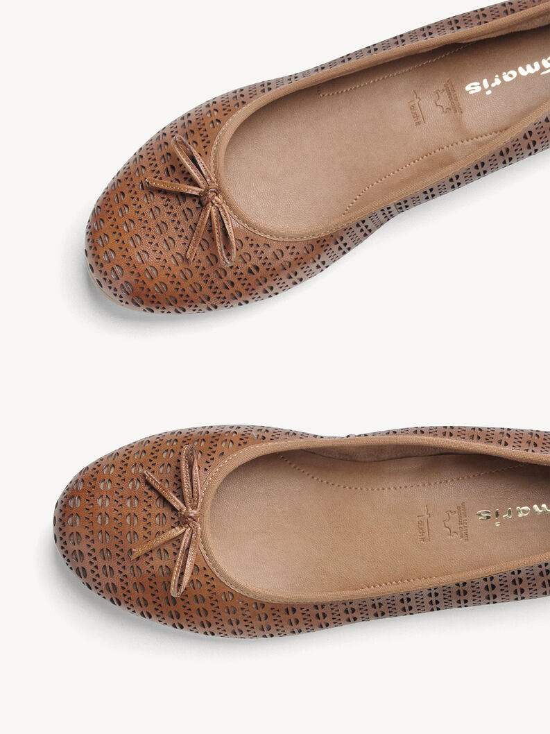 Ballerine en cuir - marron, NUT STRUCTURE, hi-res