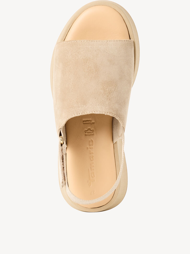 Ledersandalette - beige, BEIGE, hi-res