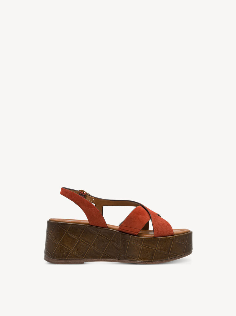 Leather Heeled sandal - orange, TERRACOTTA, hi-res