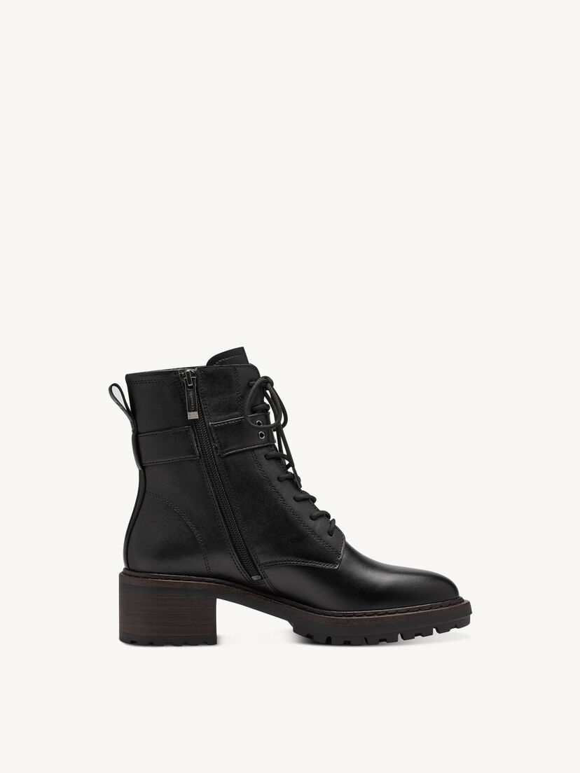 Leren Enkellaarsje - zwart, BLACK, hi-res