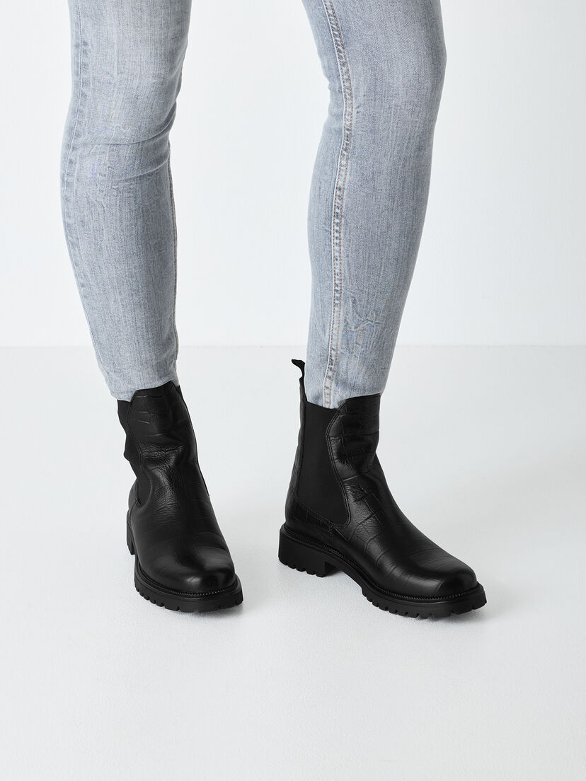 Leren Chelseaboot - zwart, BLACK CROCO, hi-res