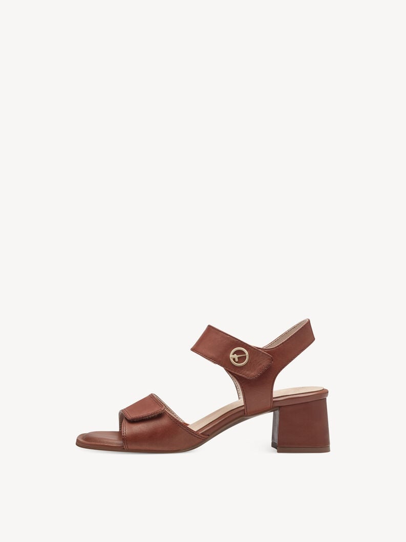 Leather Heeled sandal - brown, COGNAC NAPPA, hi-res