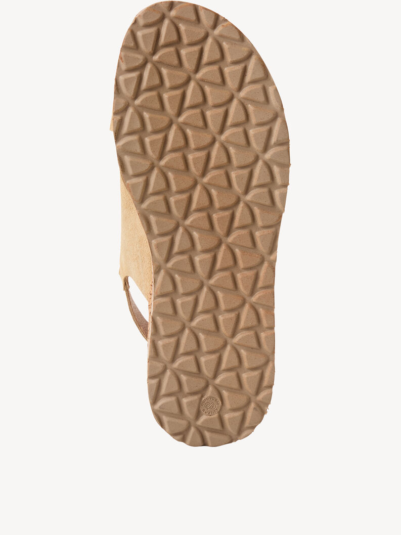 Sandale &agrave; talon en cuir - beige, beige, hi-res
