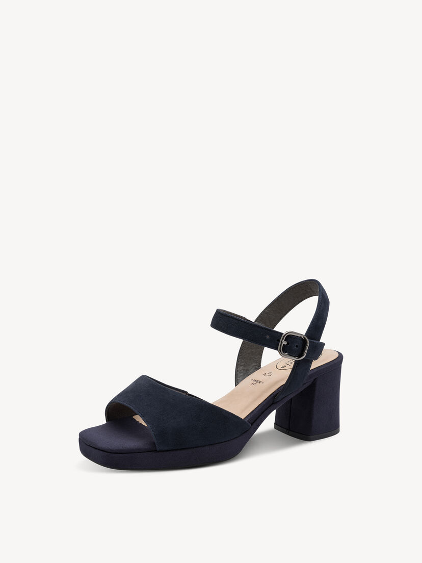 Leren Sandaaltje - blauw, NAVY SUEDE, hi-res