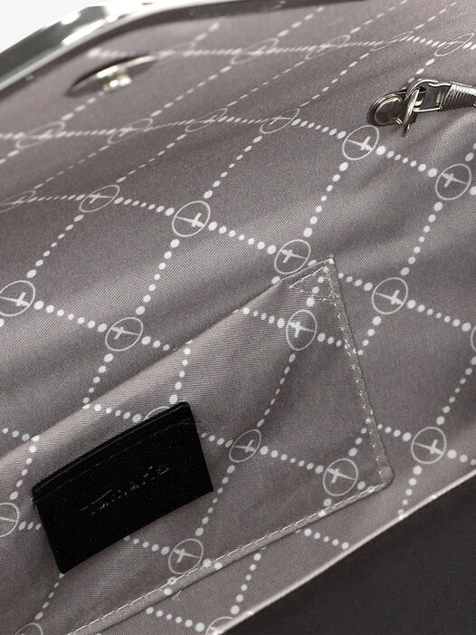 Clutch, black satin, hi-res