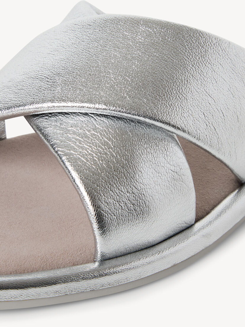 Leren Slipper - metallic, SILVER, hi-res