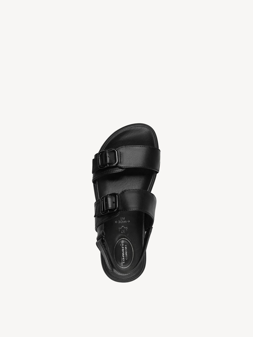 Leren Sandaal - zwart, BLACK NAPPA, hi-res