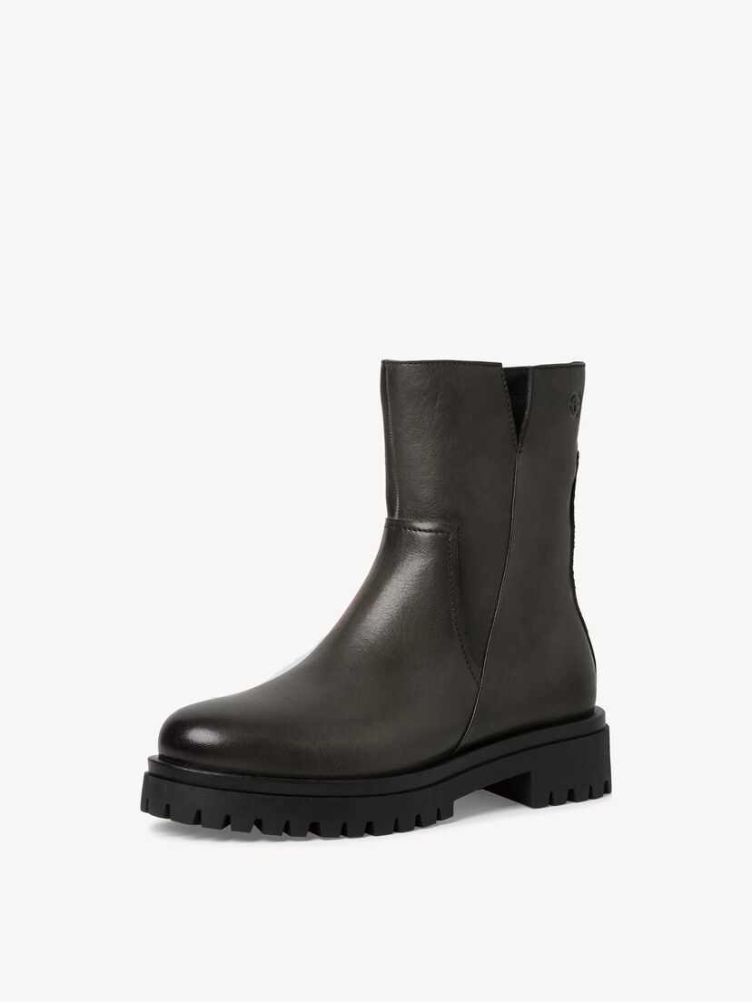 Leren Enkellaarsje - grijs, GREY, hi-res