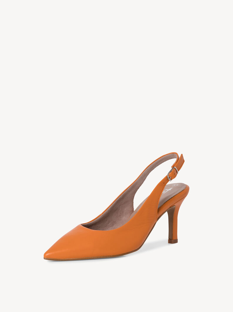 Leather sling pumps - orange, orange, hi-res