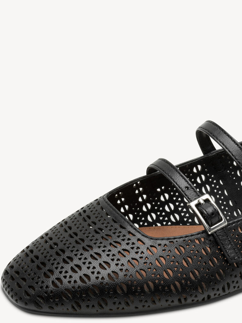 Leather Ballerina - black, BLACK STRUCT., hi-res