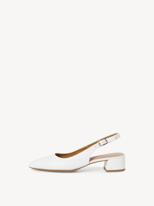 Slingpumps, WHITE LEATHER, hi-res