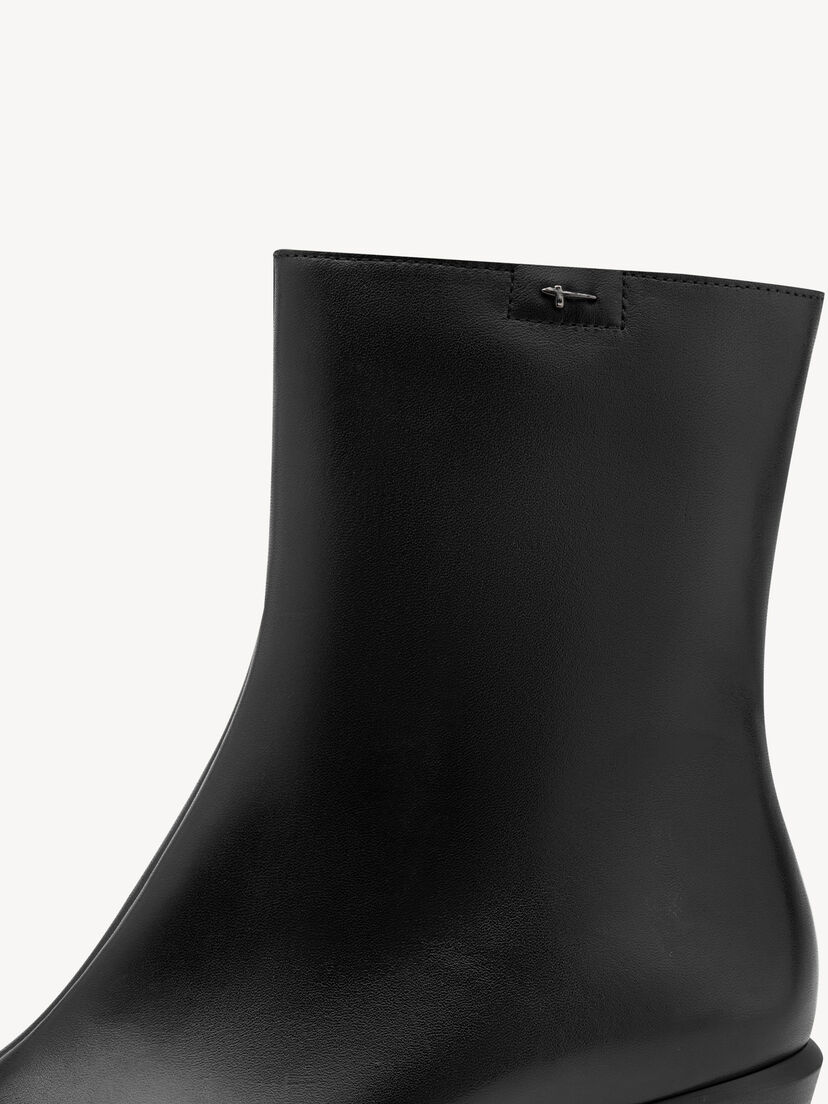 Leren Enkellaarsje - zwart, BLACK LEATHER, hi-res