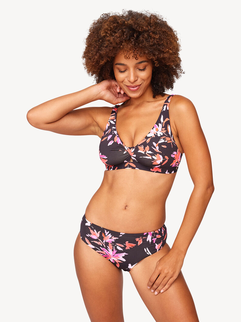 Bikini briefs - black, Pink Flower AOP, hi-res