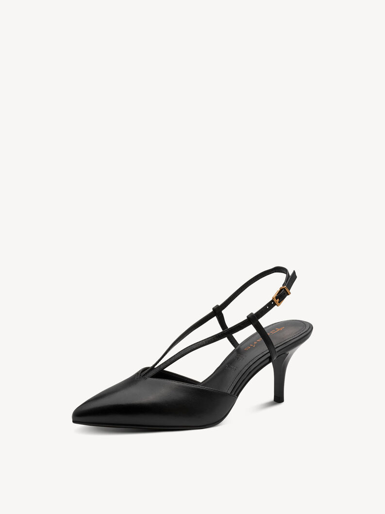 Lederslingpumps - schwarz, BLACK LEATHER, hi-res
